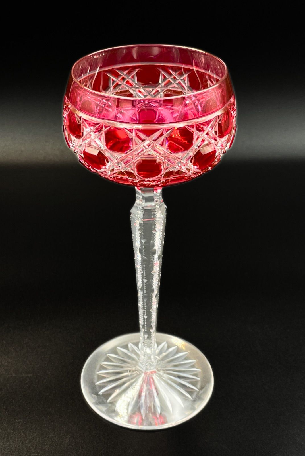 Baccarat バカラ クリスタルガラス ルビー被せ 超細密ダイヤモンドカット アンティーク 1880年頃 M048
