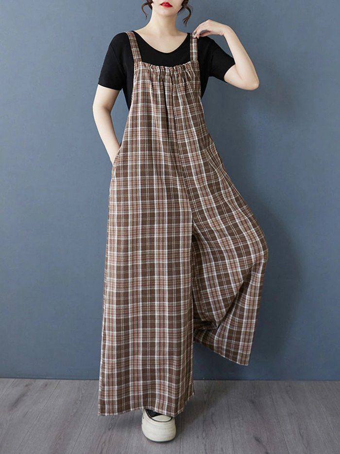 サロペット レディース パンツ 未使用 オールインワン チェック
