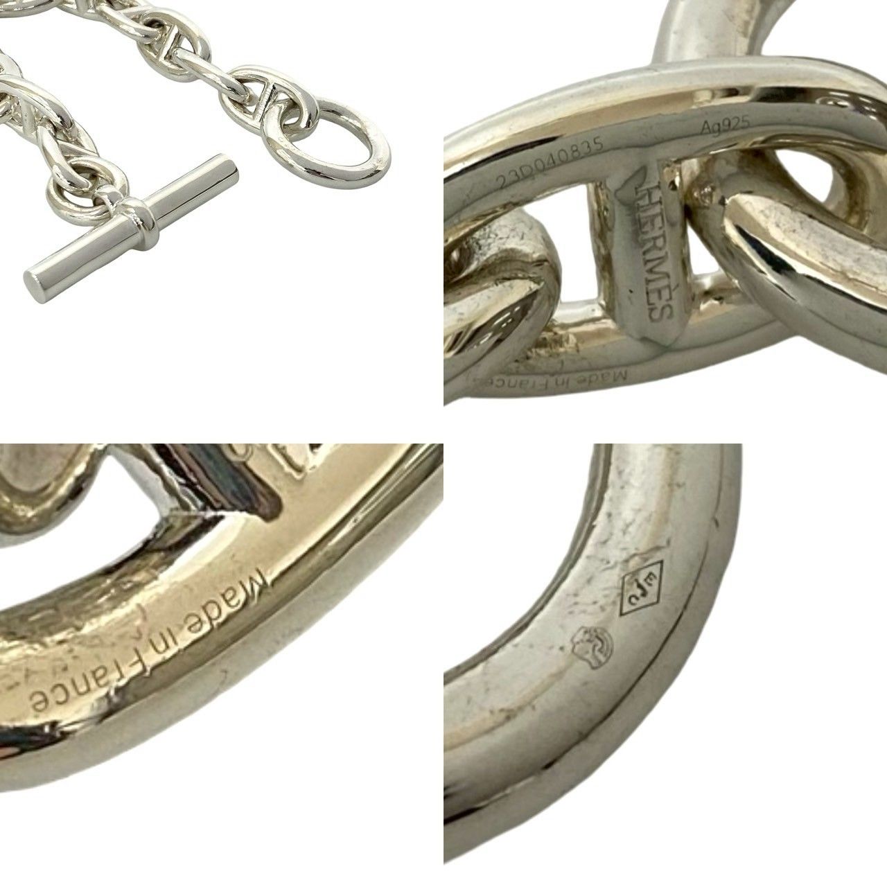 HERMES エルメス シェーヌダンクル TGM 12コマ シルバー925 チェーン ブレスレット バングル シルバー 39812