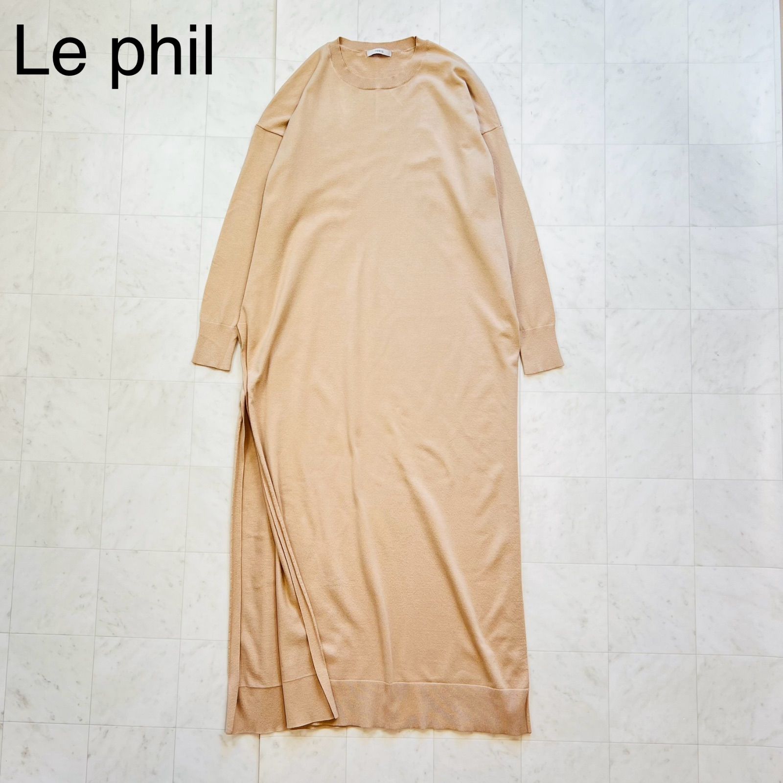 mK50 LE PHIL ルフィル ロングニットワンピース クルーネック スリット 
