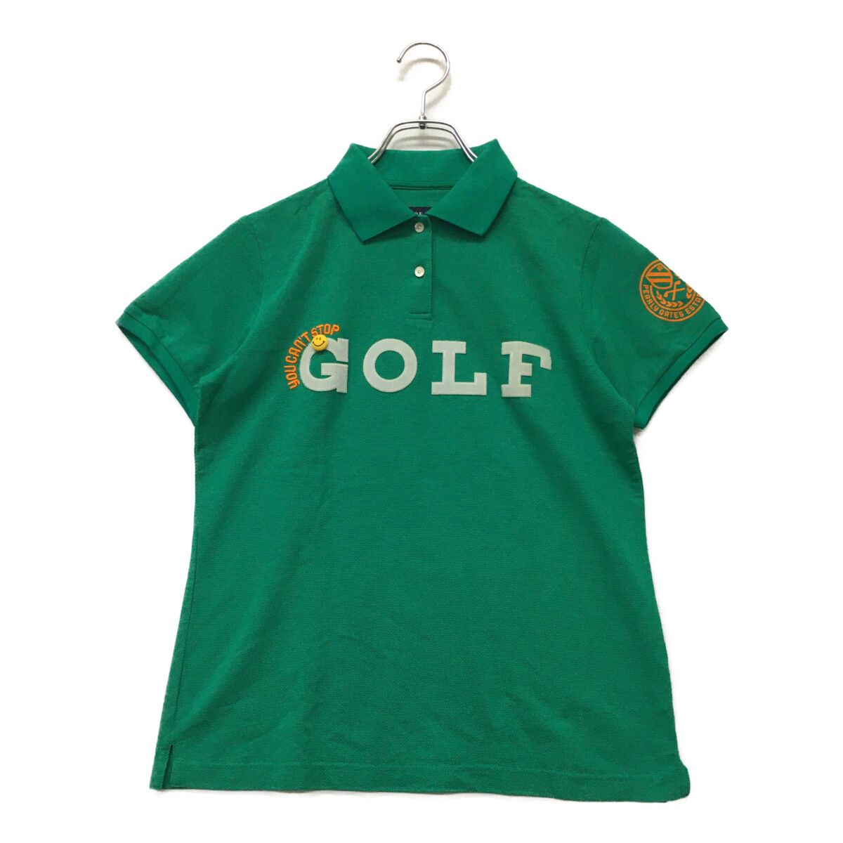 中古 レディース パーリーゲイツ PEARLY GATES 半袖ポロシャツ 1(M) 緑 グリーン シンプル スマイル