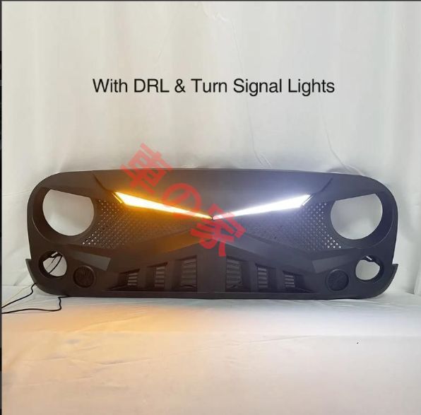 JEEP ジープ ラングラー JK 2007-2017年対応 ナイト風 LED付 フロントグリル 中網 前面カスタム ドレスアップ 外装パーツ 改装用CYB319定番人気