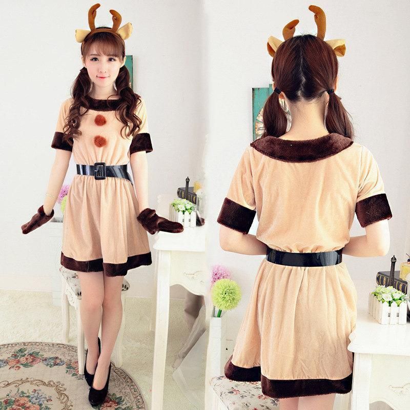 トナカイ ワンピース ４点 セット フリーサイズ クリスマス 可愛い コスプレ Amazon.co.jp: [Joint Go] クリスマス トナカイ コスプレ