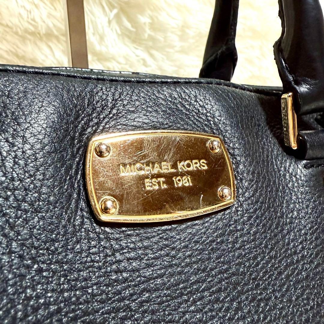 【美品】マイケルコース ショルダーバック チェーン ロゴチャーム シボ革 レザー MICHAEL MICHAEL KORS マイケルコース 2wayロゴプレートレザー