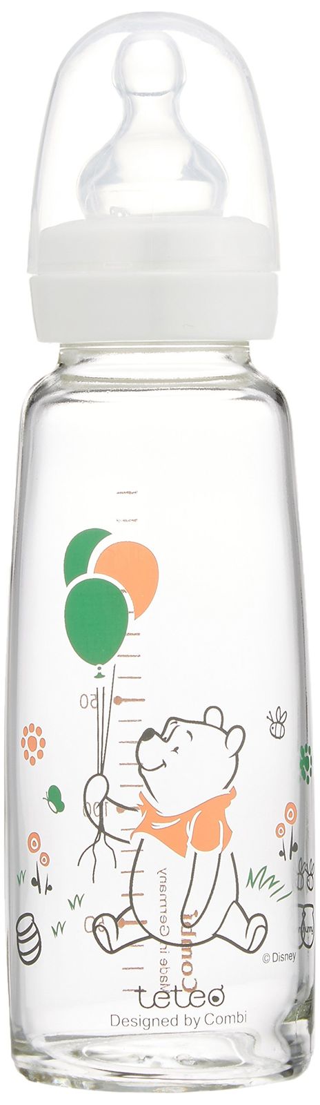 【お得，送料無料】 コンビ Combi テテオ teteo 哺乳びん 耐熱ガラス製 200ml 母乳・ミルクトレーニング用 Mサイズ乳首付 くまのプーさん (2・3ヵ月~18ヵ月まで) 哺乳瓶