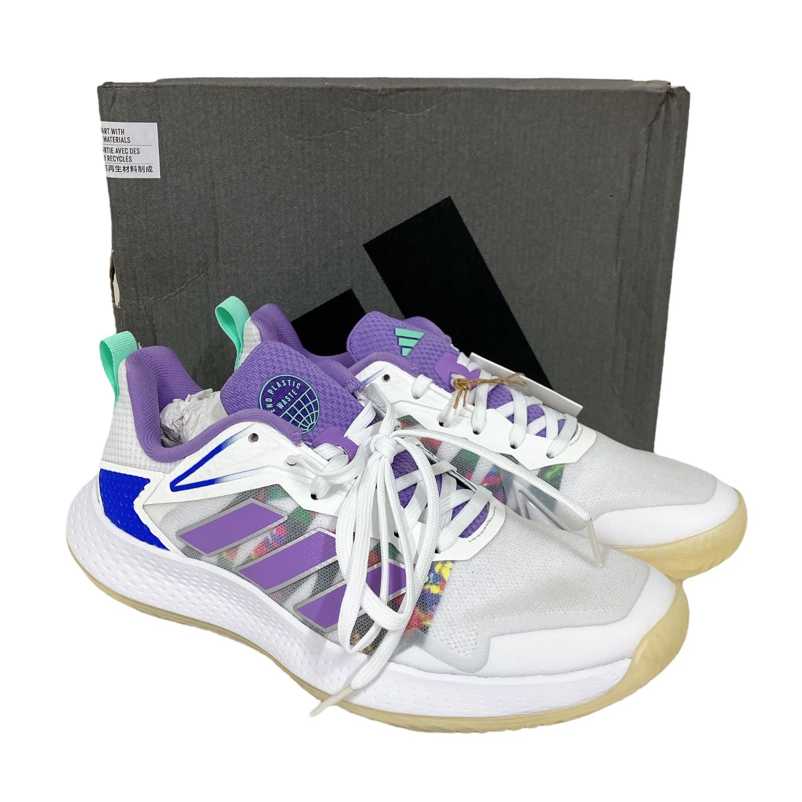 WJ4 ♥ adidas アディダス デファイアント スピード W AC テニスシューズ HQ8459 ホワイト|バイオレットフュージョン|ルシッドブルー 24cm レディース テニス フットフェア