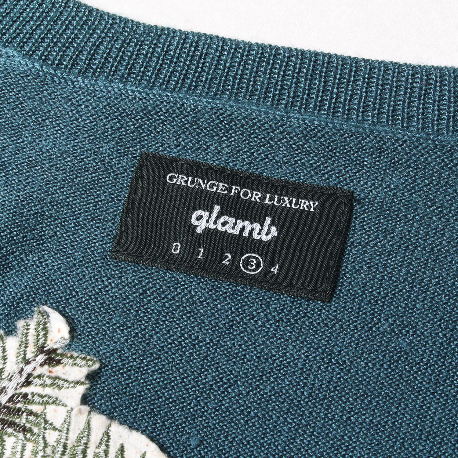 glamb グラム カーディガン フラミンゴ刺繍 ニットカーディガン