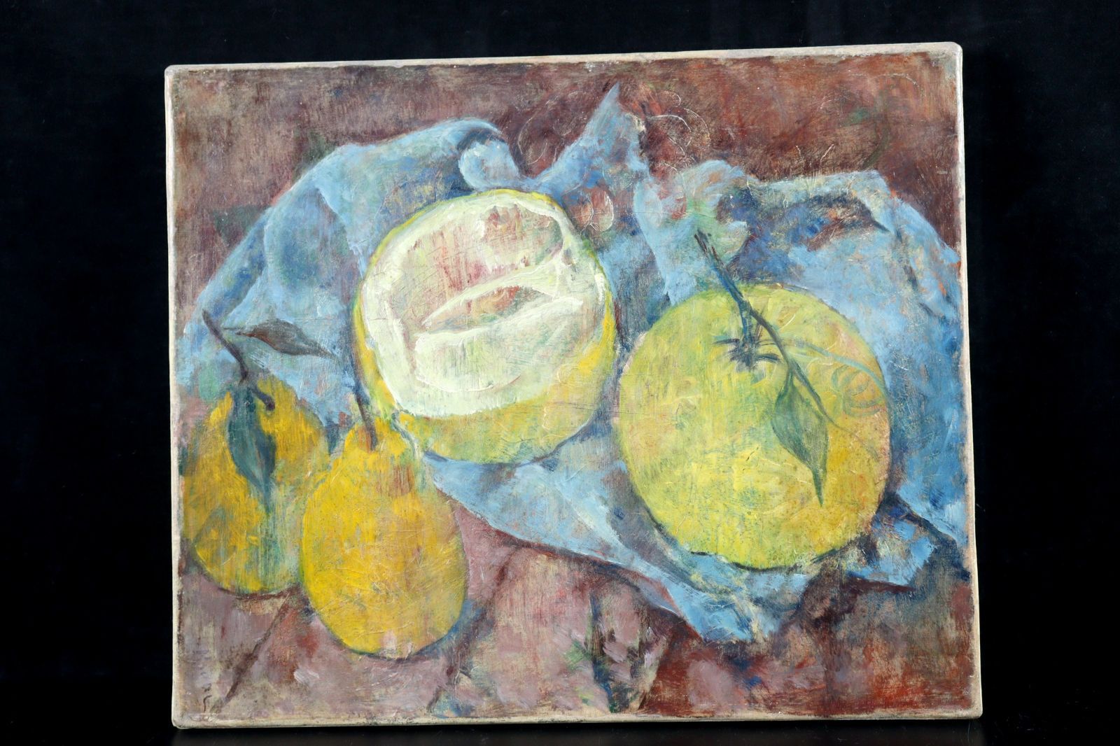 水彩画 川口軌外 「静物(三宝)」 肉筆油彩8号 タトウ箱 T楾 D76-OzT