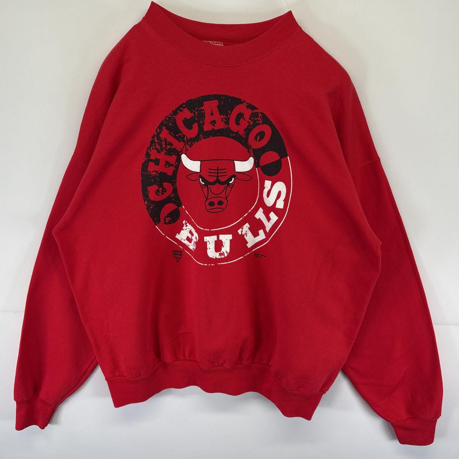 【即日発送】90‘s古着　ヘインズ　スウェット　シカゴ・ブルズ　ロゴ　メンズ　L 古着 90's/90年代 ヘインズ Hanes スウェット トレーナー NBA