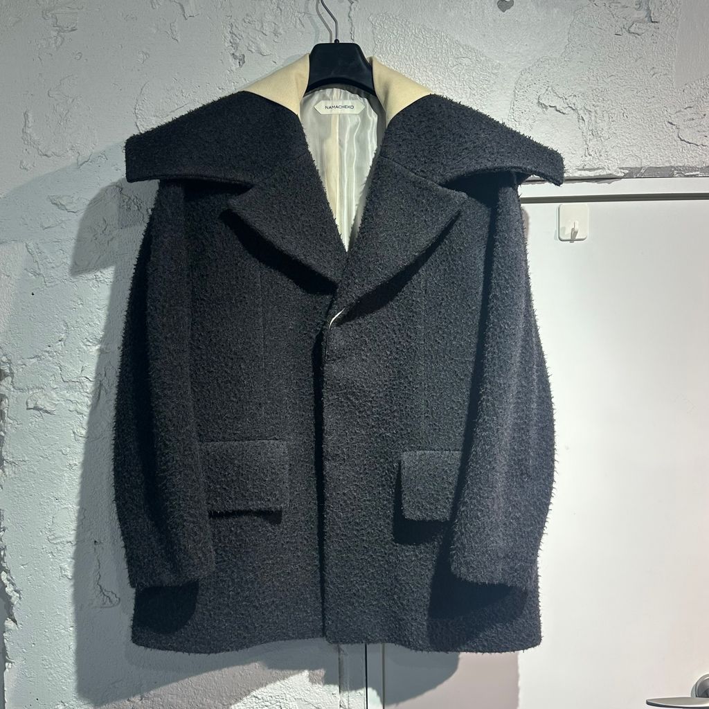 NAMACHEKO ナマチェコ 21AW Wide Collar Wook Coat セーラー ピーコート ブラック size XS 表参道A09