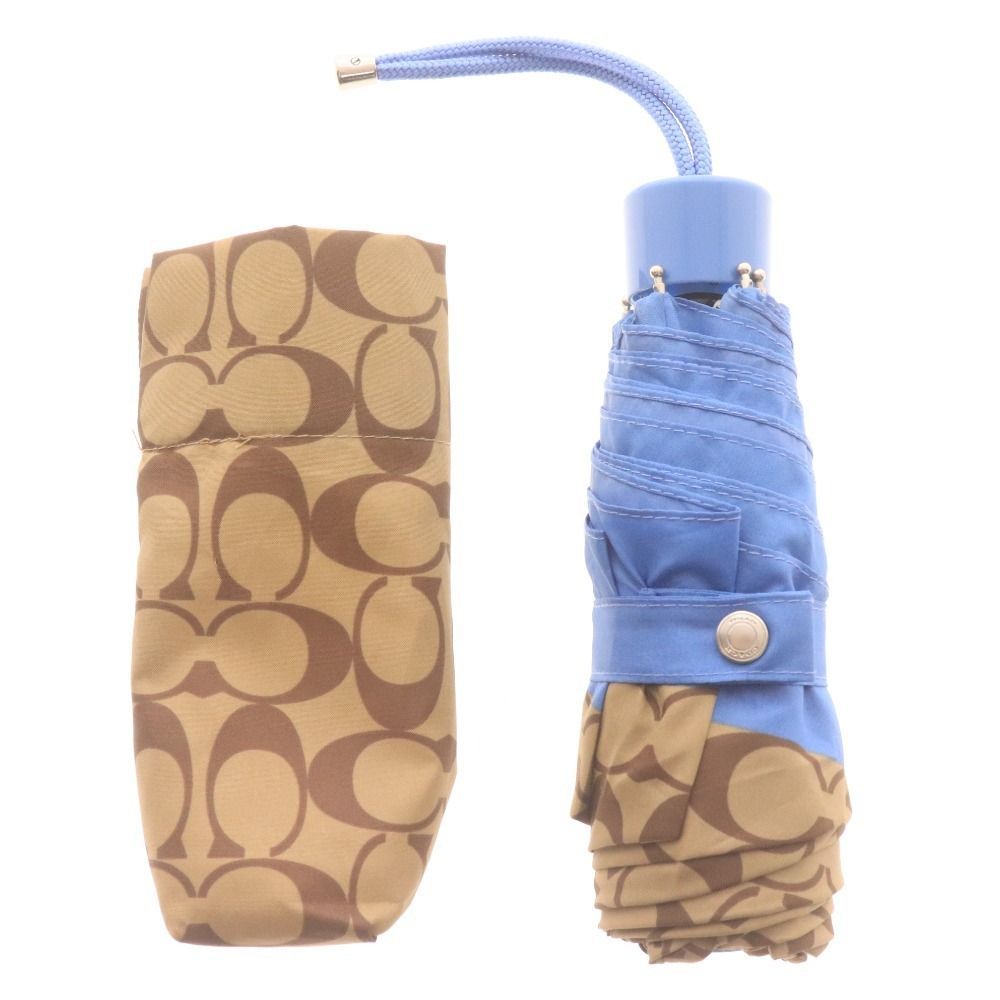 COACH コーチ 晴雨兼用折りたたみワンタッチジャンプ傘 シグネチャー