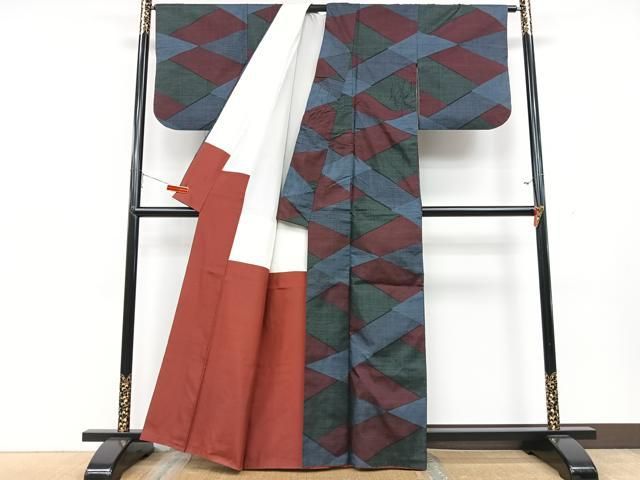 平和屋着物□本場大島紬 7マルキ 幾何学文 正絹 逸品 DAAT8935zy