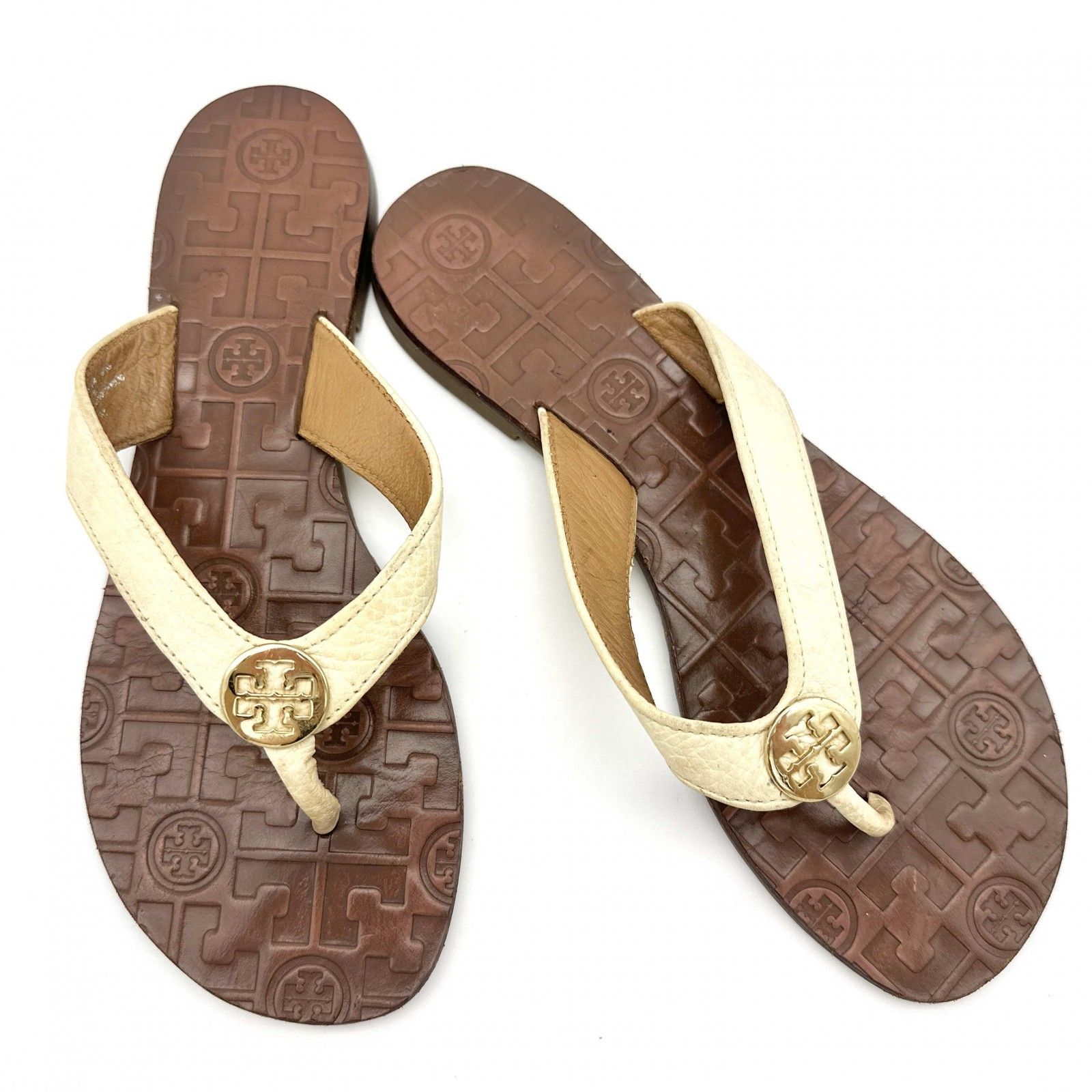 Tory Burch サンダル 本革 ロゴインソール ブラウン系 943A