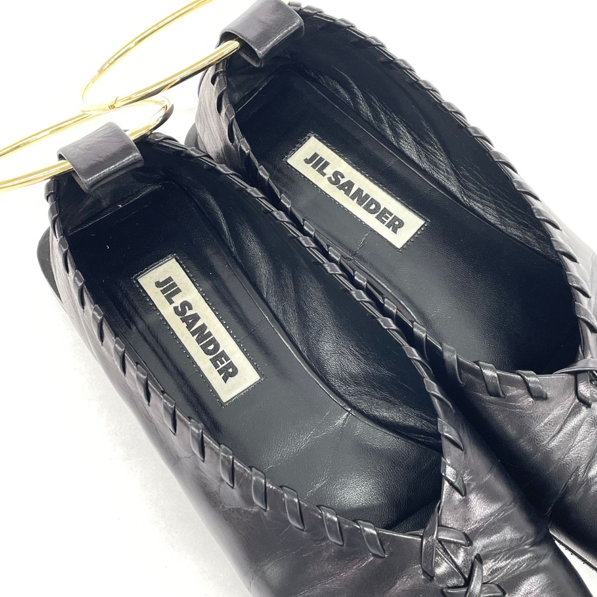 JIL SANDER ジルサンダー メタルアンクル フラットシューズ サイズ35 JS30217A ブラック レザー レディース 靴 shoes -  メルカリ