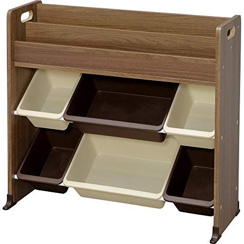 アイリスオーヤマ おもちゃ箱 絵本棚付き ブラウン 幅85.6×奥行34.7×高さ79.8cm トイハウスラック ETHR-26 IRIS OHYAMA