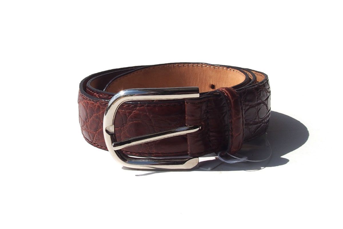 ｜ ｜アイセア｜AIZEA｜クロコダイルレザーベルト｜80｜ブラウン