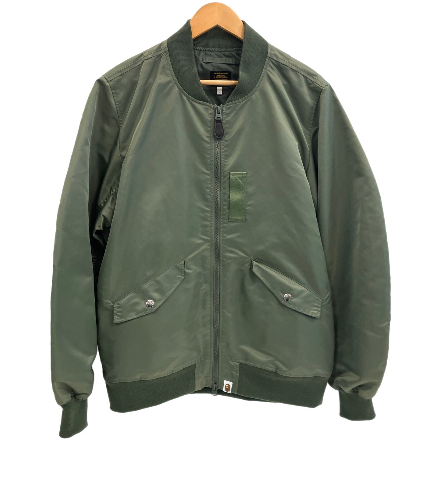 ア ベイシング エイプ A BATHING APE BAPE MA-1 Flight Jacket フライトジャケット ブルゾン カーキ ミリタリー 001GDH201001X/ ジャケット カーキ Lサイズ 101MT-3803