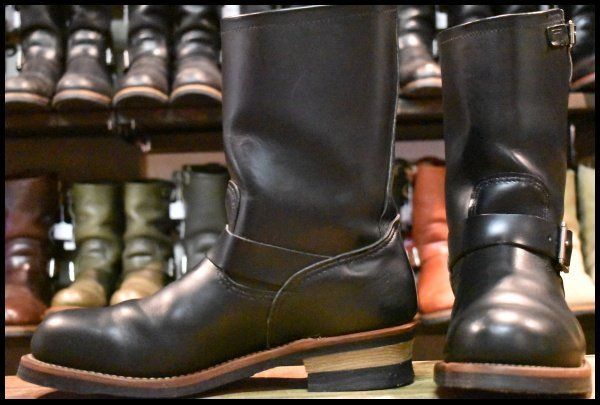 【10D 良品 10年】レッドウィング 2268 エンジニア 黒 ブラッククローム プルオン スチールトゥ ブーツ redwing HOPESMORE【FB236】