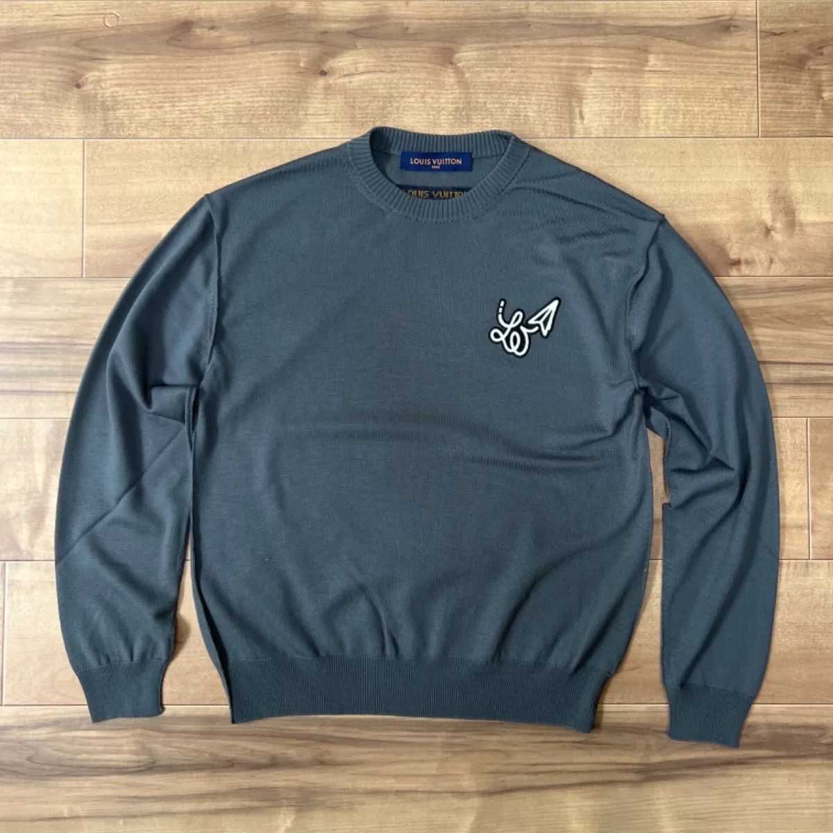 ルイヴィトン 23AW ロゴエンブロイダリークルーネックニット ウール 