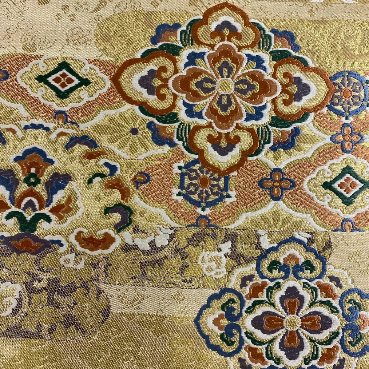 袋帯 美品 秀品 華文 花唐草 箔 箔 金色 六通 正絹 【中古