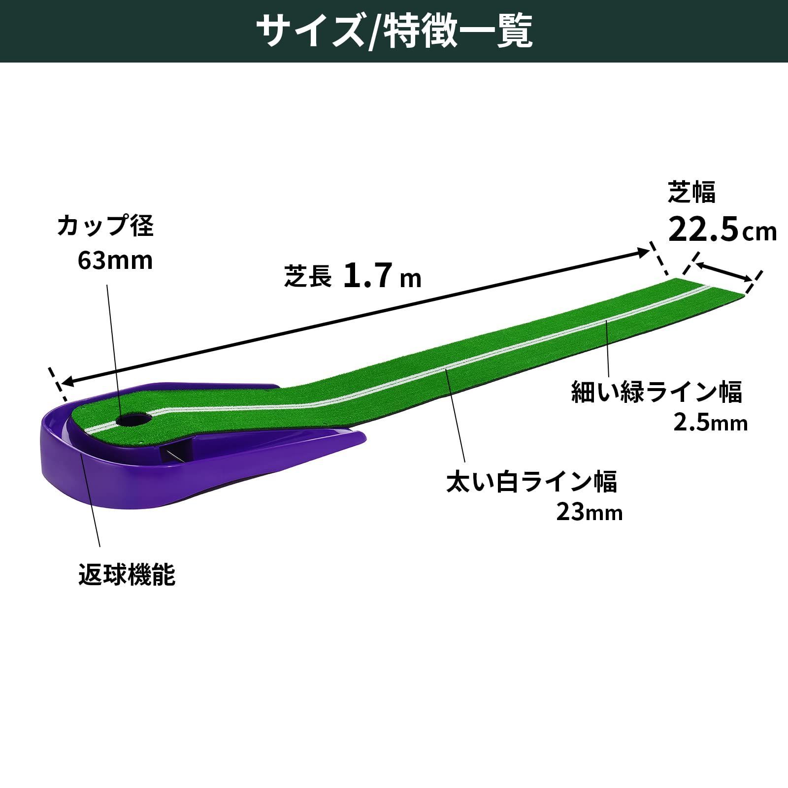 【大人気】Tabata(タバタ) パターマット ゴルフ パター練習 藤田プロ共同開発 芝長1.7m FUJITAマット 1.5 GV0141