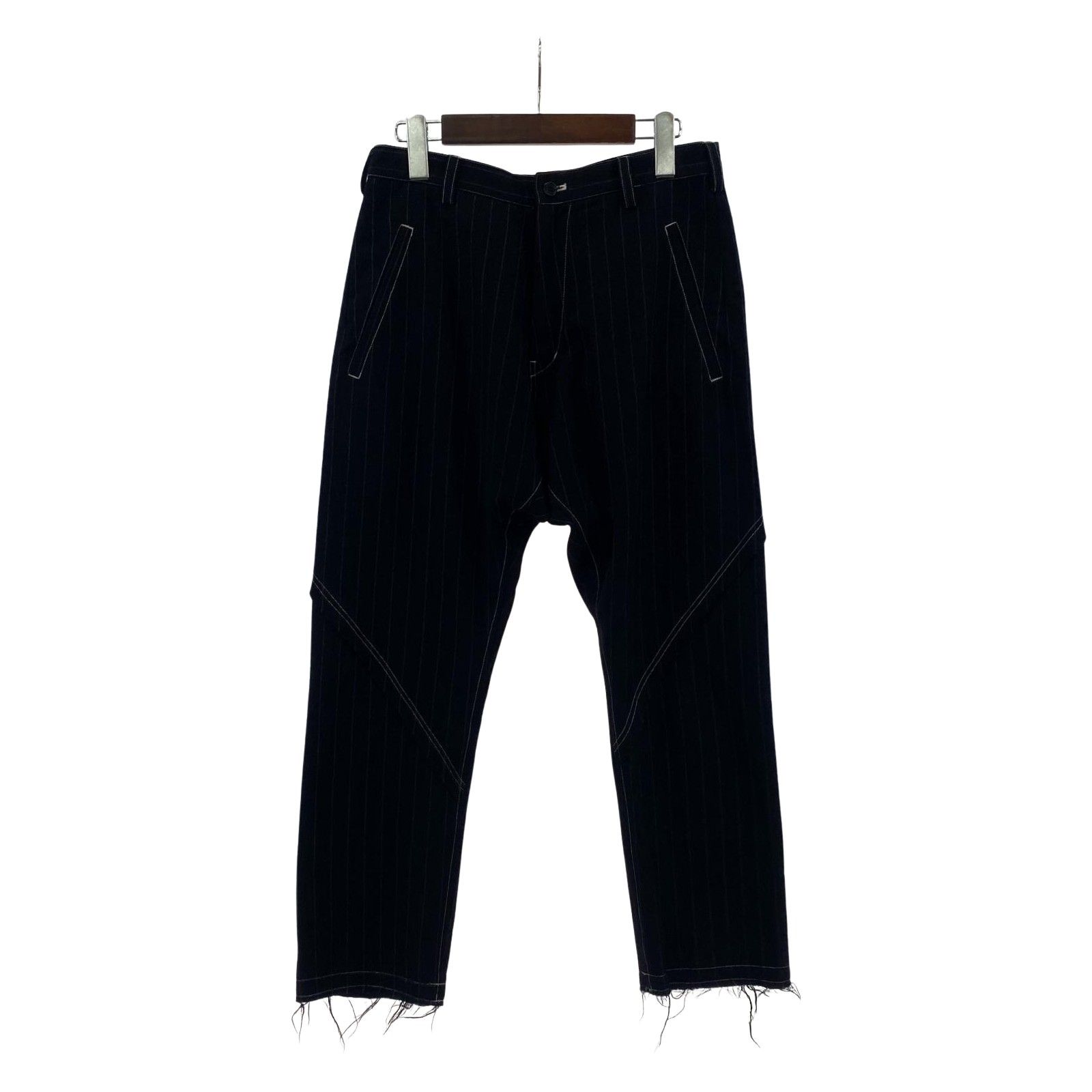 sulvam ストライプ カットオフパンツ sizeS/ブラック-公認店