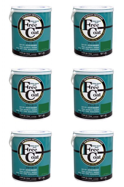 アトムハウスペイント 水性フリーコート 1.6 L ミディアムグリーン 6缶セット
