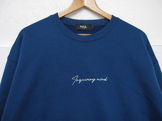 【美品】 AZUL BY MOUSSY アズールバイマウジー トレーナー スウェット 暖かな 裏マイクロフリース 根茎 メンズ Lサイズ ■管理番号L28214AWS25-240921-☆（990）