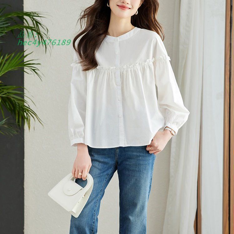 未使用品 コンテ Con te ストライプシャツ フリル ブラウス 長袖 黒 白 *A562 レディース AS KNOW ブラウス シャツ 袖フリルデザインシャツ レディース