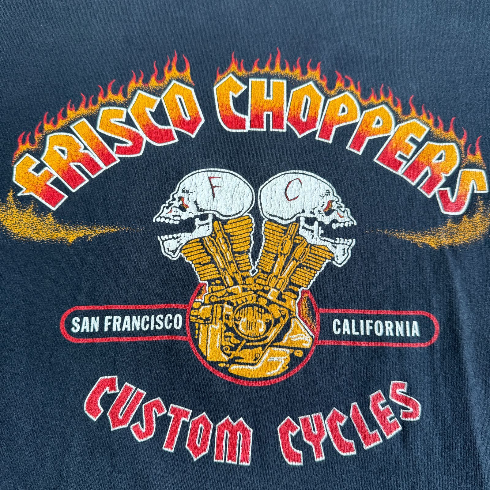 90s Frisco Choppers Flame Sleeve 長袖Tシャツ Lサイズ フリスコ 
