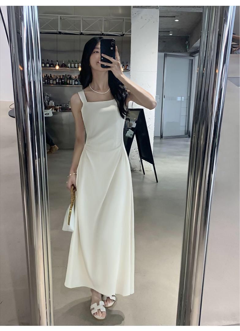 大人気 スクエアネックロングワンピース