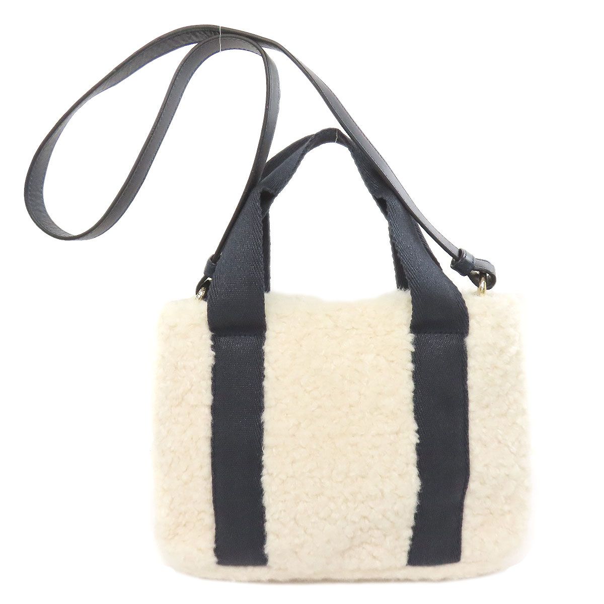 Chloé クリーム色 ファーハンドバッグ2way