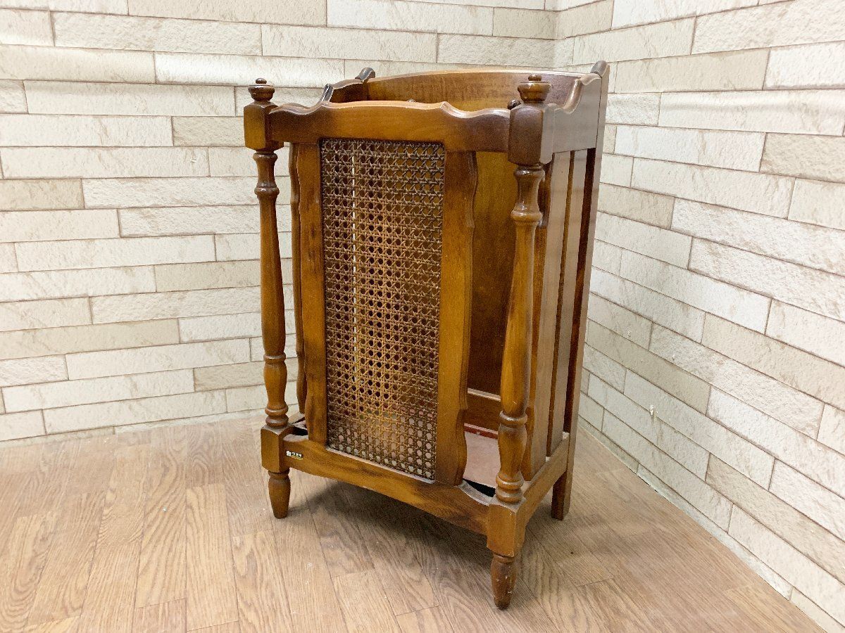 カリモク Karimoku コロニアル 傘立て ヴィンテージ 玄関収納 アンブレラスタンド 家具 インテリア 木製 ラタン レトロ 畑1000