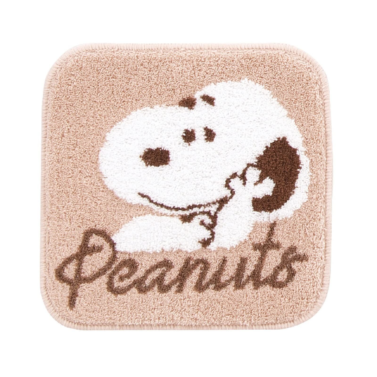 センコー スヌーピー フラッフィースヌーピー マット ラグ 約38×38cm ベージュ キャラ アニマル snoopy 65298
