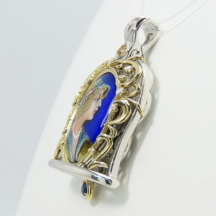 梶光夫 ペンダントトップ】K18 シルバー 鑑別書付 エマーユジュエリー