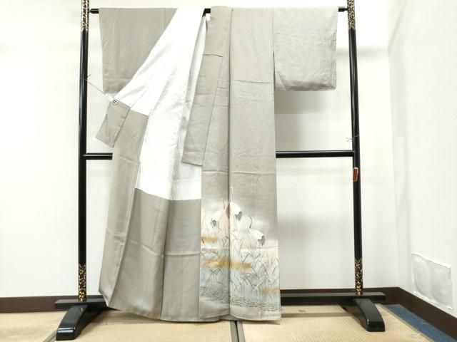 平和屋着物○色留訪問着 群鶴石畳草木文 暈し染め