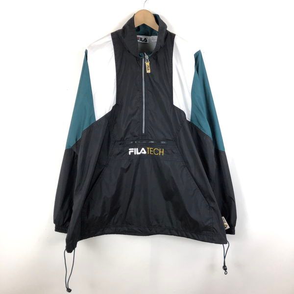 【古着】 FILA フィラ ナイロンジャケット トラックジャケット ハーフジップ アノラック FILA TECH 90年代 マルチカラー メンズXL 【中古】 n057099