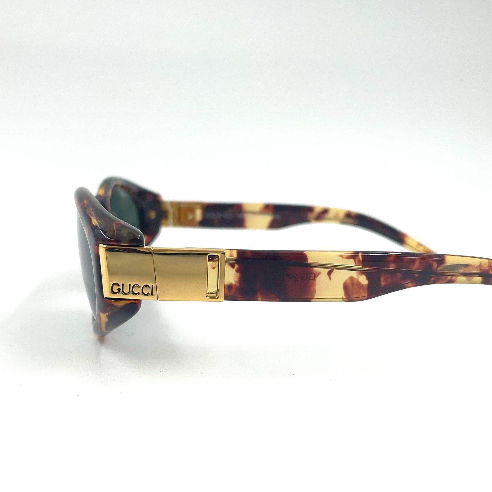 グッチ サングラス プラスチック ブラウン べっ甲柄 美品 70408 GUCCI べっ甲柄 プラスチック ブラウン サングラス ゴールド