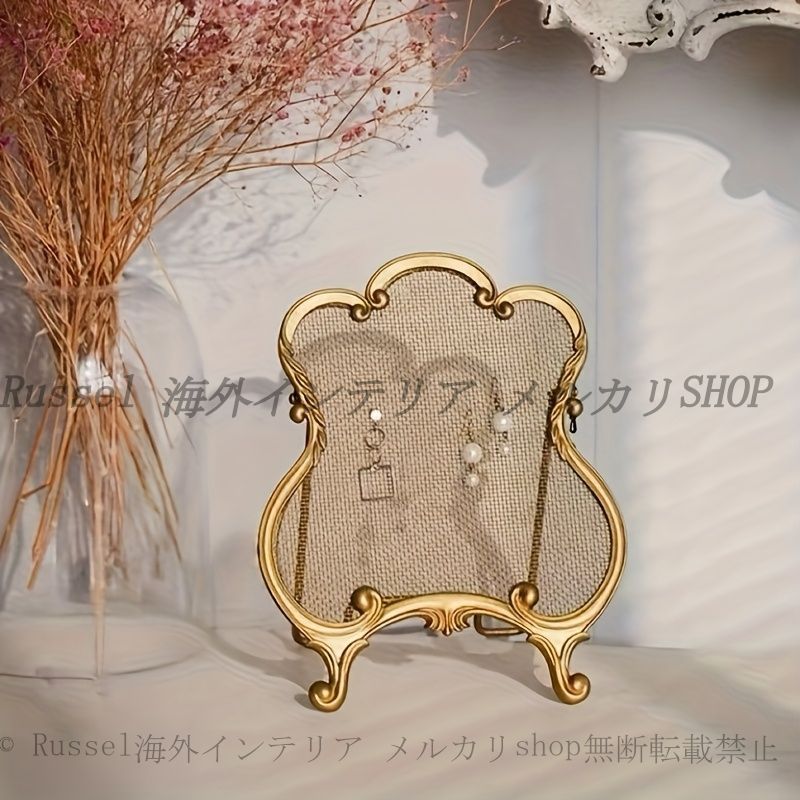 何でも揃う。 スタンド エレガント ヨーロッパ風 ヴィンテージ調 額縁 おしゃれ かわいい インテリア ジュエリー イヤリング ピアス アンティーク調 レトロ調 収納 ドレッサー ゴールド 動作済