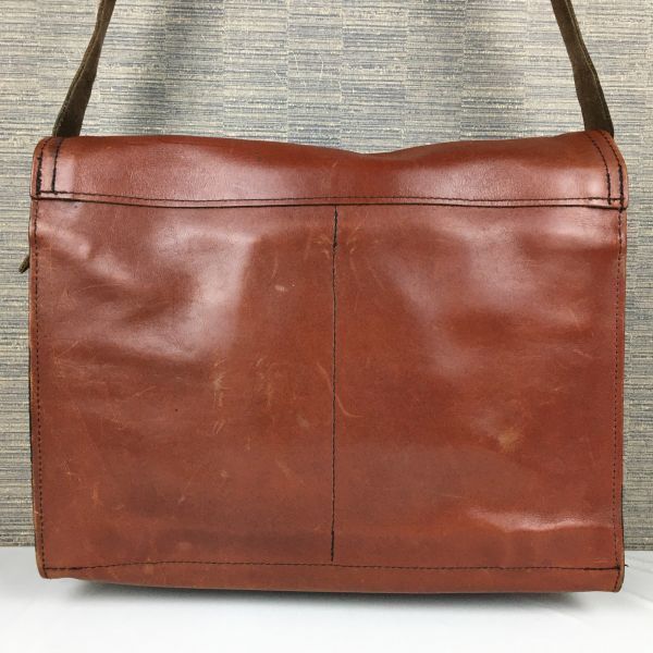 ハンドメイド　オールレザー　ショルダーバッグ　茶/ブラウン　管NO.B19-2 ハンドメイド オールレザー ショルダーバッグ 茶/ブラウン 管NO.B19-2