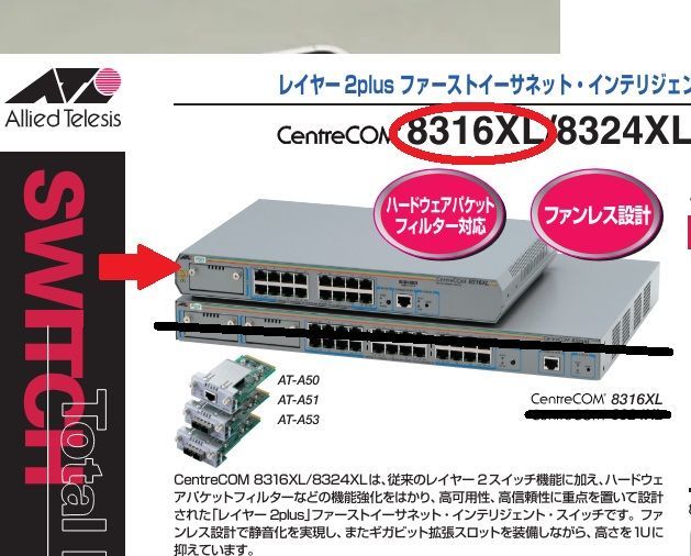 スイッチングハブ アライドテレシス CentreCOM 8316XL - メルカリ