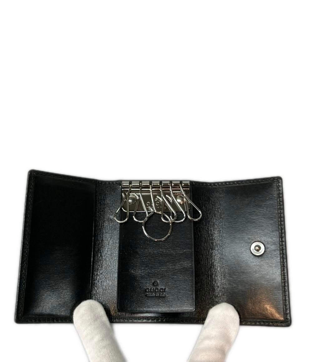 微美品】GUCCI グッチ キーケース エンボスロゴ GG総柄 黒 赤 6連