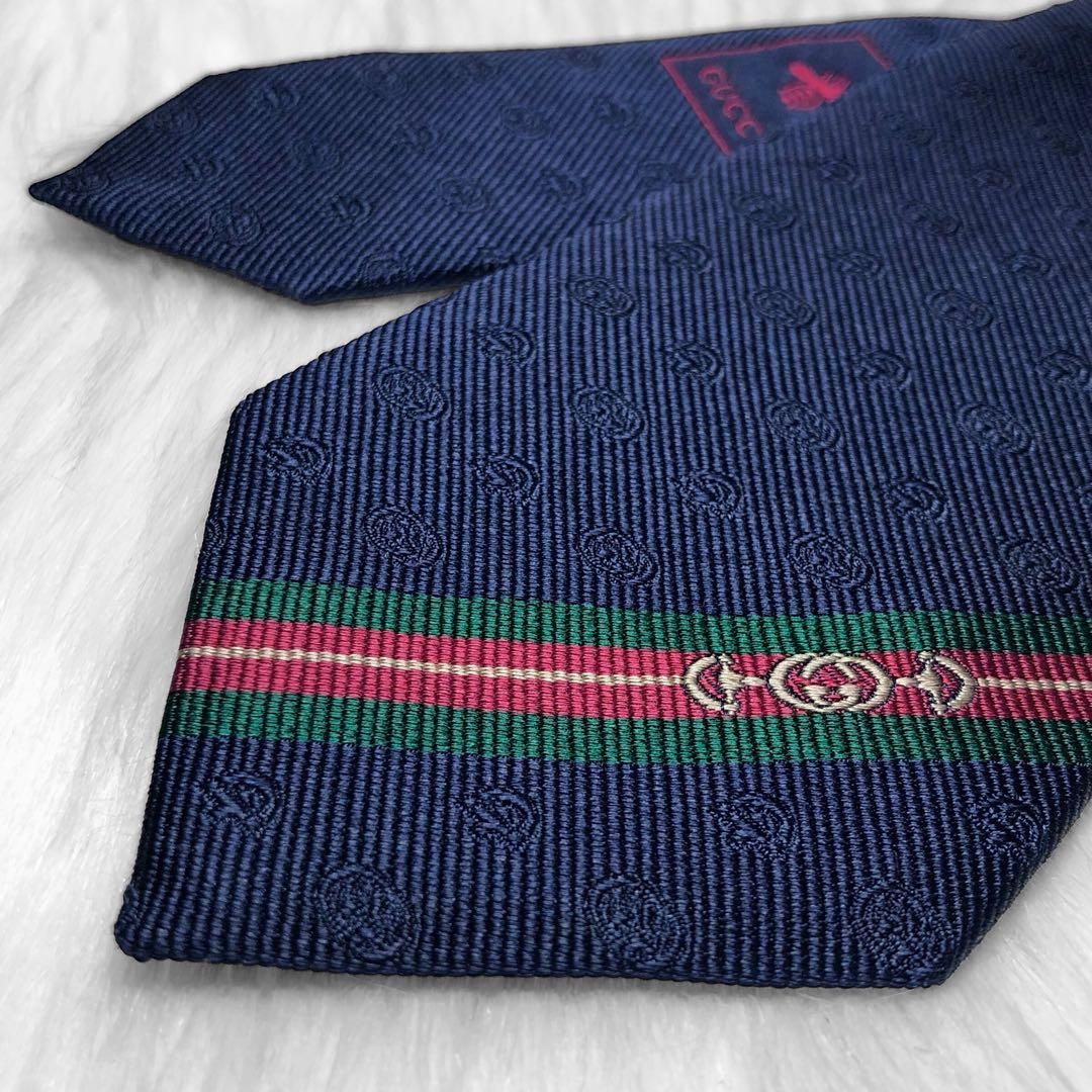 ✨美品✨GUCCI グッチ ネクタイ GG柄 ボルドー系　ビジネス グッチ ネクタイ GUCCIボルドー/ブルー GG柄 (7.5cm) GUSHION