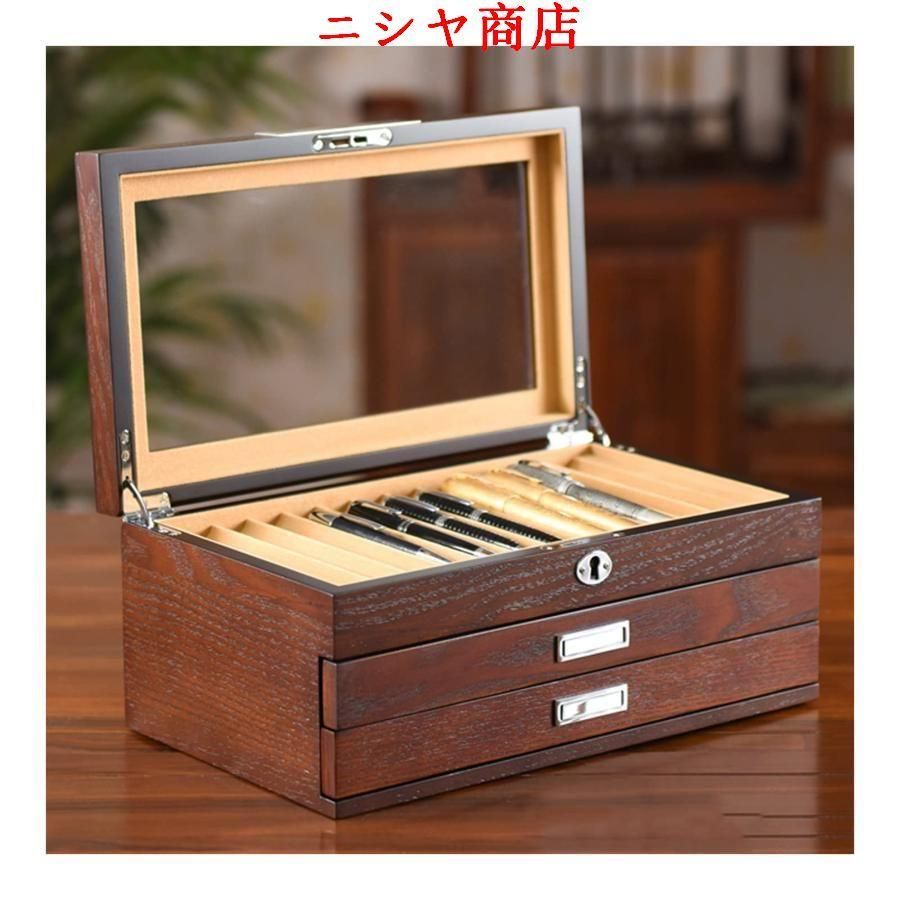 木製ペン陳列ボックス ペン陳列ケース 透明な窓が付いているペン貯蔵万年筆コレクターケース 人父ボーイフレンド夫への贈り物