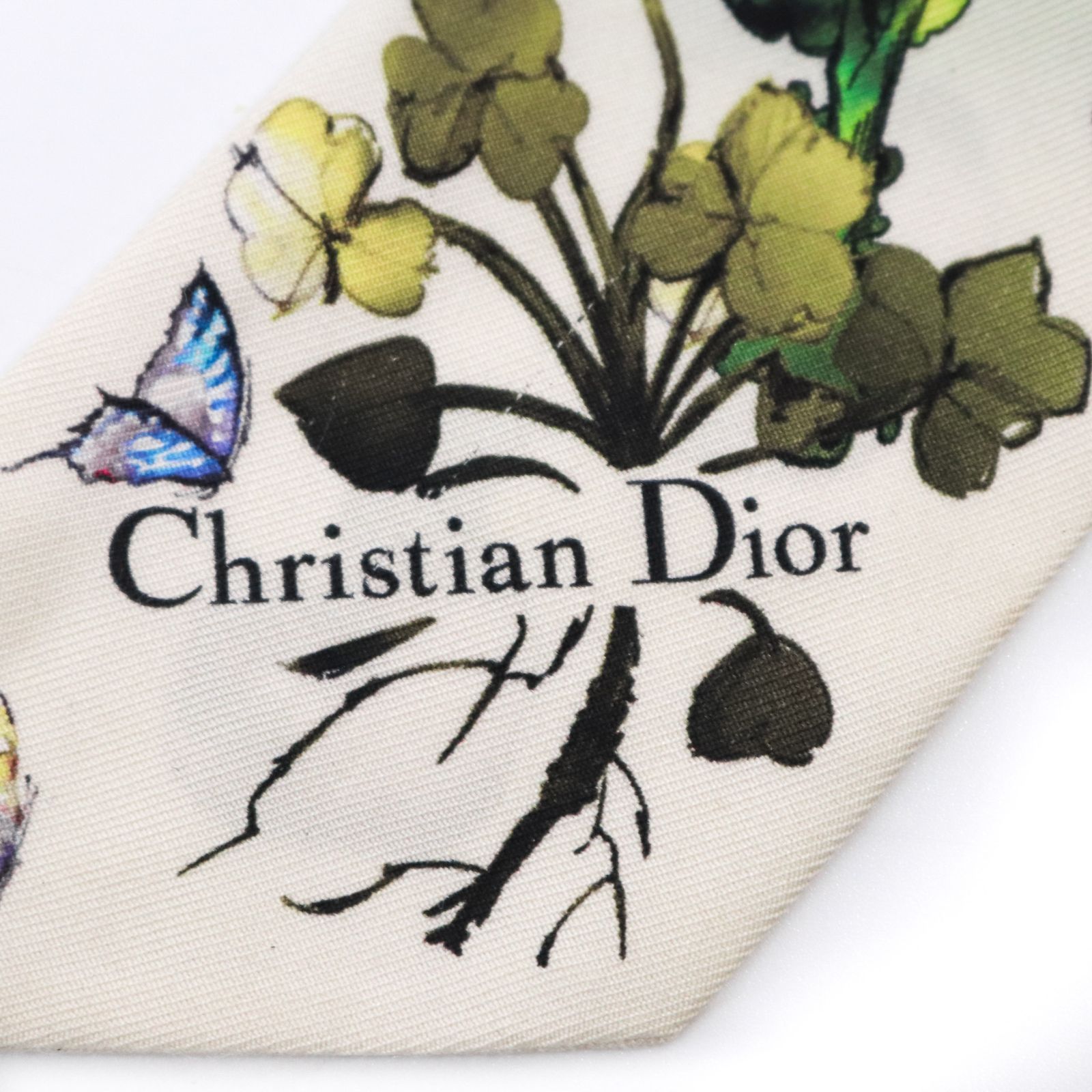 ディオール Dior ミッツァ スカーフ バンダナ シルク ベージュ 花柄