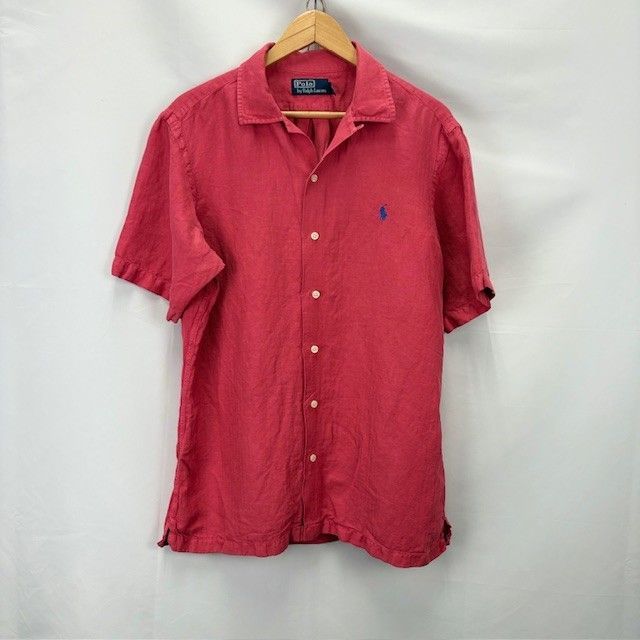 90年代 POLO by RALPH LAUREN リネンシルク混 オープン ボックスシャツ サイズM 半袖 07101201 872