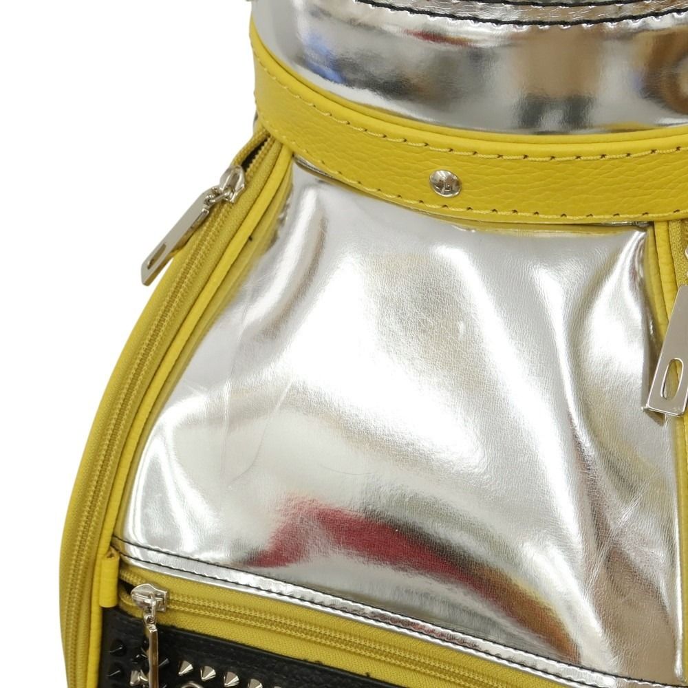【中古】【未使用】ボンジャポネ BONJAPONE × KOYAMA GOLF BAG FACTORY PUNK レザー スタッズ ゴルフバッグ シルバーxイエロー系【ユニセックス】 中古】【未使用】ボンジャポネ BONJAPONE × KOYAMA GOLF BAG