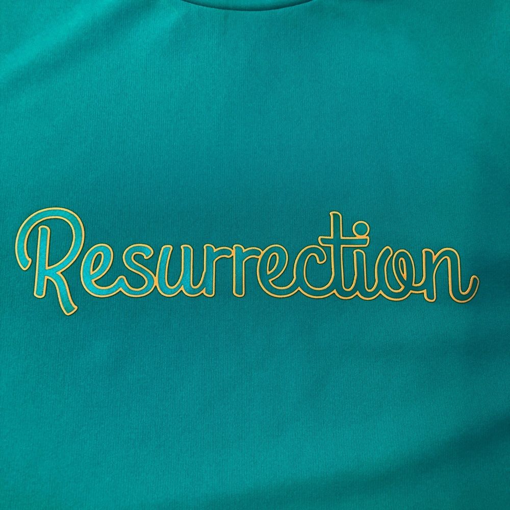 サイズ：M RESURRECTION レザレクション  フロントロゴ ハイネック半袖Tシャツ  グリーン系 [240101495802] ゴルフウェア レディース ストスト サイズ：M RESURRECTION レザレクション フロントロゴ