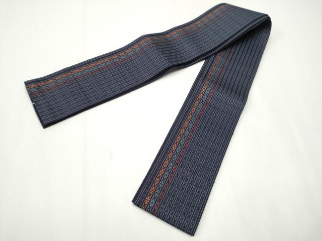 平和屋着物○男性 本場筑前博多織 角帯 献上 赤墨色 正絹 逸品