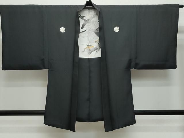 平和屋着物○男性 黒紋付 羽織セット 正絹 逸品 CAAU9658vf 平和屋着物  